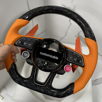 Volante de Fibra de Carbono Forjada y Cuero Perforado para Audi A4 A5 A6 S3 S4 S5 RS3 RS4 Q3 Q5 Q7 TT, Volante Personalizado con Base Plana