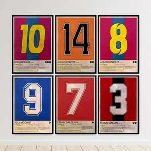 Affiche rétro de numéros de maillots de footballeurs célèbres, tableau sur toile, peinture murale de sport de <span class=keywords><strong>football</strong></span>, décoration intérieure, impression pour salon - Product Image 2