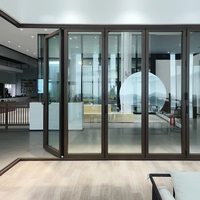 Porte accordéon double pliante en aluminium résistant à la chaleur, porte vitrée pliable, porte accordéon insonorisée pour l'extérieur.