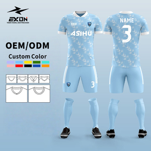 Uniforme de football EXON de qualité thaïlandaise, respirant, style campagnard personnalisé, version fan, entièrement sublimé, avec logo en silicone brodé - Product Image 1