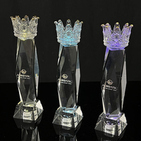 Trophée en cristal personnalisé en forme de couronne, gravure, trophée en cristal lumineux, récompenses