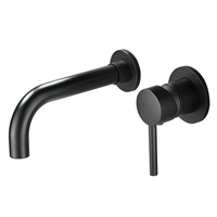 Robinet de lavabo mural monocommande de luxe moderne, encastré, en laiton avec cartouche céramique, mitigeur pour salle de bain