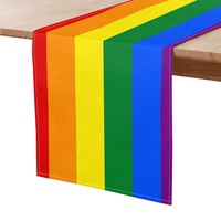 Chemin de table en polyester personnalisé avec motif arc-en-ciel lesbien, idéal pour la décoration de cuisine et l'agencement de table
