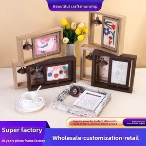 Cadre <span class=keywords><strong>photo</strong></span> en bois rotatif double face 6 et 7 pouces, lumineux, fait main, élégant, cadeau de <span class=keywords><strong>couple</strong></span>, pour bureau, collection transfrontalière 2026 - Product Image 2