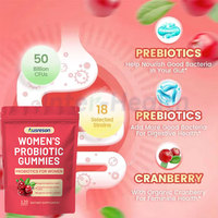 Vitamin OEM Cranberry Wanita Probiotik Serat Gummy Permen Jeli Suplemen Kesehatan Usus Probiotik Wanita untuk Wanita