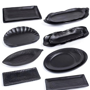 Platos de melamina esmerilada para <span class=keywords><strong>restaurante</strong></span>, negro, <span class=keywords><strong>sushi</strong></span> <span class=keywords><strong>japonés</strong></span>, rectangular, para barbacoa, olla caliente, plato lateral - Product Image 2