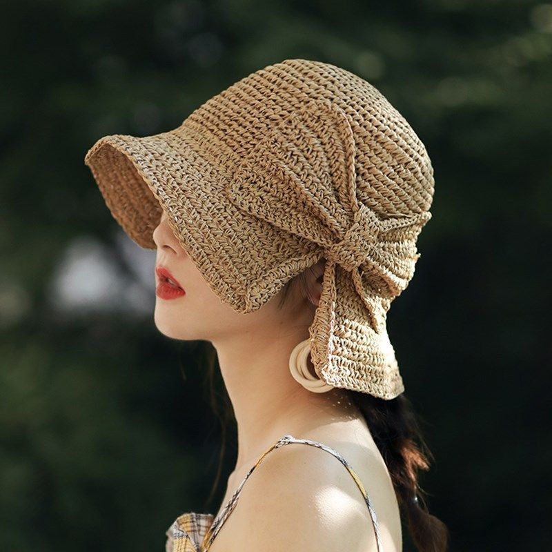 High Quality 100% Raffia Bow Hat Perfect for Beach Travel