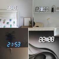 Reloj de Pared LED 3D EMAF, Reloj Despertador Digital con Temporizador, Luz Nocturna, Decoración para Almacén, Oficina, Sala de Estar, Reloj LED Digital