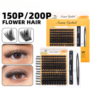 Kit de extensión de pestañas DIY para el hogar, racimos de pestañas con adhesivo sellador, pestañas segmentadas en racimo, pestañas postizas con efecto wispy, racimos de pestañas con pinzas - Product Image 5