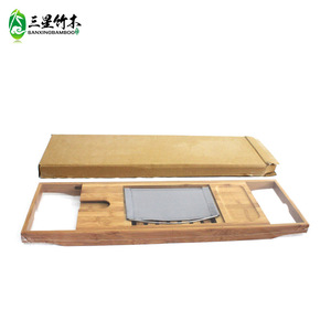 Estante de bambú para bañera, organizador de almacenamiento para bañera, soporte para tabletas y teléfonos, bandeja para baño, imprescindible para el baño y los spas. - Product Image 1