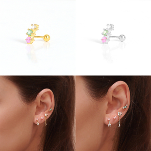 Boucles d'oreilles ROXI Fashion S925 en argent avec diamants colorés, plaqué or 18 carats pour femmes - Product Image 6