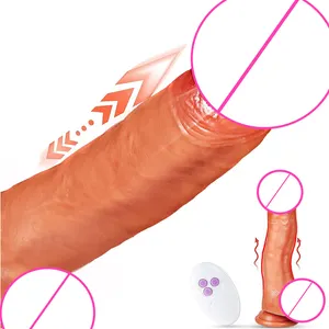 Mainan seks neonkepulauan pengendali jarak jauh Dildo realistis Dildo bergetar panas Anal silikon mengocok THRU G spot Dildo Vibrator