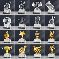 Honor of Crystal - Regalo Empresarial, Premio de Cristal en Blanco para Grabado, Sublimación, Trofeo de Cristal Personalizado con Estrella de Metal y Diamante