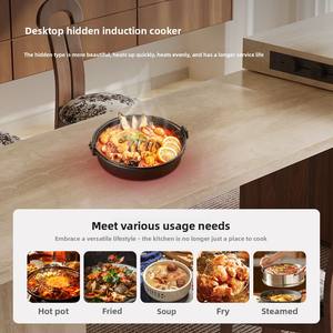 Table de salle à manger extensible multifonctionnelle en pierre frittée avec bordure en travertin, style français du milieu du siècle, avec rangement intégré, mobilier de maison - Product Image 4