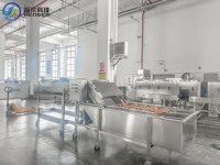Automatische SUS304 tomatenwas- en drooglijn 1500kg/uur, bubbel fruit- en groentereinigingsmachine, luchtdroger voor ketchupfabriek