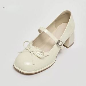 Elegantes Zapatos de Tacón Cuadrado de 3CM Estilo Coreano, Tipo Mary Jane, Color Rojo, con Lazo, para Boda, Nueva Colección Primavera 2026 - Product Image 1