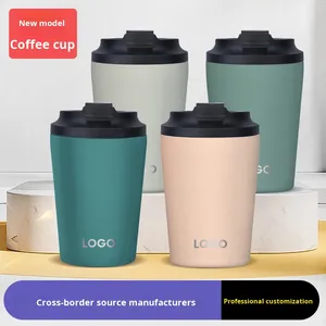 Thermos à café à couvercle rabattable anti-fuite 12 oz en acier inoxydable 304, tasse portable sous vide, cadeau personnalisable, cadeaux d'affaires, vaisselle - Product Image 2