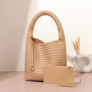Borsa a mano di grande capacità per ascelle primavera nuove borse semplici alla <span class=keywords><strong>moda</strong></span> per texture generosa borsa intrecciata pigra da cento - Product Image 5