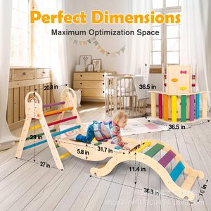 Solid Wood Children's Climbing Frame Indoor <b>Slide</b> <b>Swing</b> Climbing Wall Sensory Integration Training Equipment - Product Image 3