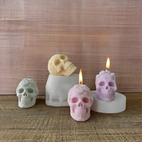 J10-208 Halloween crâne aromathérapie bougie moule bricolage Rose fleur crâne Silicone moules pour savon et gâteau goutte à goutte colle inclus