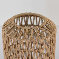 Abat-jour en corde de papier tissé à la main avec un design rustique, finition de couleur personnalisée, forme ronde pour lampes de table/de sol