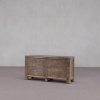 Buffet de salle à manger classique de luxe en bois d'orme massif, couleur Wabi-Sabi, pour mobilier de maison et salon