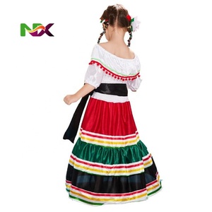 Impresionante Traje de Bailarina Folclórica Mexicana Tradicional de Jalisco para Niñas, Vestido Mexicano de Encaje para Niñas - Product Image 3