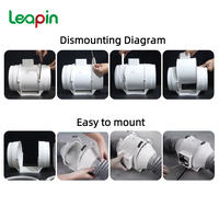 Ventilateur extracteur d'air miniature Leapin 100-315 mm, ventilateur de conduit en ligne à flux mixte pour cuisine, maison, salle de bain