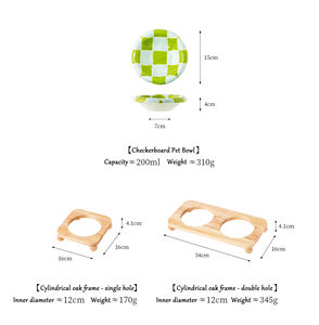 Doe Pet Bol en céramique grande capacité pour chien, design anti-choc et antidérapant, bol pour animaux de compagnie en PE à motif damier avec support - Product Image 2