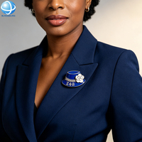 Broches en émail en forme de chapeau de sororité bleu et blanc, avec cristaux Zeta Phi Beta, accessoires de vente en gros
