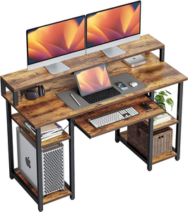 Bureau d'ordinateur moderne avec plateau pour clavier Bureau de 47 pouces avec support pour moniteur et étagères de rangement Bureau de station de travail pour studio de musique - Product Image 1