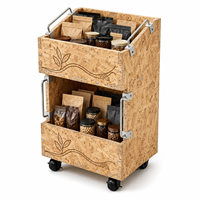 Chariot de présentation rustique en métal OEM/ODM pour café, snacks, bouteilles de vin – Publicité en supermarché – Léger et écologique