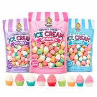 Bonbons Gélifiés 3D en Forme de Cupcake et Crème Glacée, Saveurs Fruitées, Vente en Gros Direct Usine, Emballage Personnalisé OEM