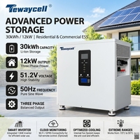 Système de stockage d'énergie solaire tout-en-un 30 kWh LiFePO4 51,2 V 12 kW triphasé, empilable, mural, résidentiel