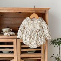 Pakaian Bayi Baru Lahir Musim Gugur RTS, Baju Bayi Perempuan Balita Lengan Panjang Motif Bunga, Romper Bayi