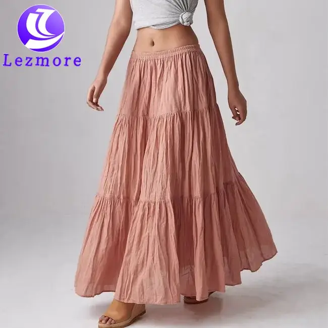 2023 New Arrival Y2K Style Solid Color Women's Silk Cotton Skirt High Waist A-line Long Cake Skirt Casual Dress for Summer