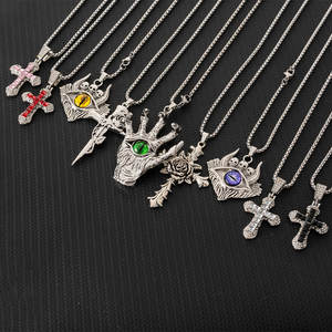 Collar de ojo de diablo estilo Punk a la moda de acero de titanio, joyería, colgante de Ojo Azul con calavera de Diablo, collar largo para hombre - Product Image 4