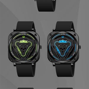 Skmei 2107 Men's Quartz <b>Watch</b> Sport Business Creative Personalized Square Design Silicone Strap Waterproof Alloy Glass - Product Image 6