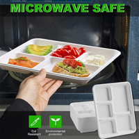 Assiette à 5 compartiments jetable, biodégradable et compostable, 100% naturelle, écologique, en pulpe de papier de bagasse de canne à sucre