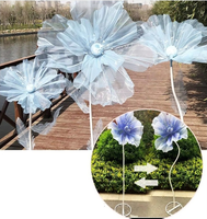 Décoration florale de scène de mariage, scène intérieure et extérieure, 3 pièces/ensemble, fleurs artificielles en soie faites à la main, simulation de grandes fleurs en organza géantes