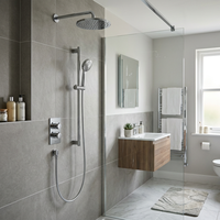 Mitigeur de douche mural double température en chrome poli, monocommande, pour salle de bain 3 trous