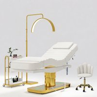 Table de massage électrique incurvée en cuir blanc personnalisable pour salon de beauté, lit de soin facial et cils avec 3 moteurs