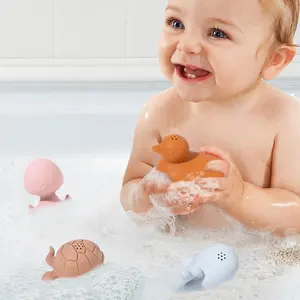 Factory Custom Soft BPA Free Infant Child Animal Kids Silicone Baby Bath Toy Water Bathing Toy Shower Water Spray Baby Bath Toy