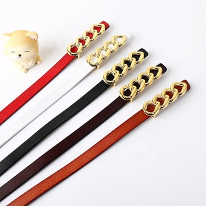 <span class=keywords><strong>Ceinture</strong></span> en <span class=keywords><strong>cuir</strong></span> de peau de vache à la mode simple pour femmes avec boucle ardillon accessoire mince robe et jean - Product Image 2