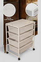 Chariot de rangement mobile à 4 niveaux en métal grillagé avec tiroirs et roulettes pour la maison, le bureau, la salle de bain et le rangement de jouets