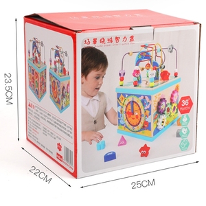 Boîte d'intelligence en bois jouet Abacus perle labyrinthe forme trieur en bois bébé activité <span class=keywords><strong>Cube</strong></span> pour enfants - Product Image 6