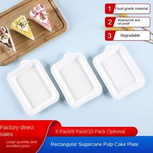 One-time Compostable Eco-friendly <strong>Mini</strong> Food <strong>Tray</strong>, Biodegradable Cane <strong>Dessert</strong> Cake Plate, One-time <strong>Disposable</strong> Tableware - Product Image 2