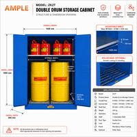 Armoire de stockage de fûts de produits chimiques corrosifs compatible 416L 110 Gallons en acier à double paroi, fournisseur OEM B2B pour l'approvisionnement de projets industriels