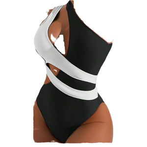 Maillot de bain femme 2024 en nylon/coton, ensemble 2 pièces patchwork, coupe haute, rembourrage amovible, push-up, avec étiquette/étiquette personnalisée OEM et impression de logo - Product Image 1