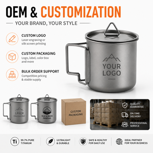 Ultralight Titanium Mug With Lid <b>Folding</b> Handle Camping Cup 380ml 420ml 500ml Pure Titanium <b>Coffee</b> Mug - Product Image 6